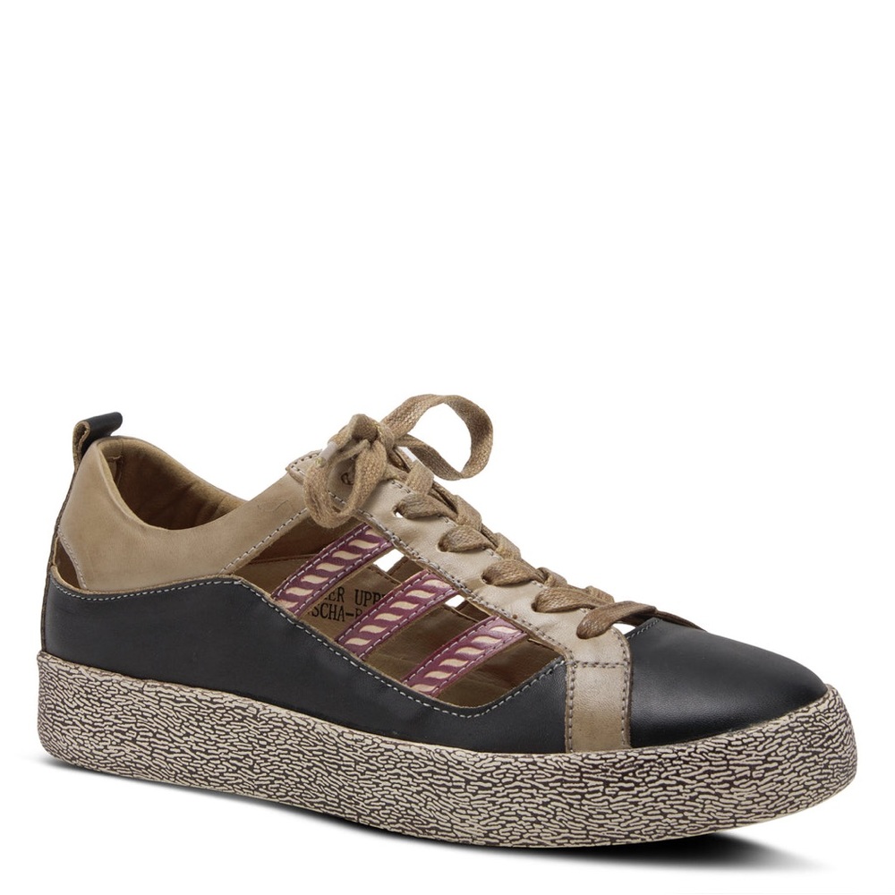 Women’s Casual Low-Top Sneakers in Black & Taupe